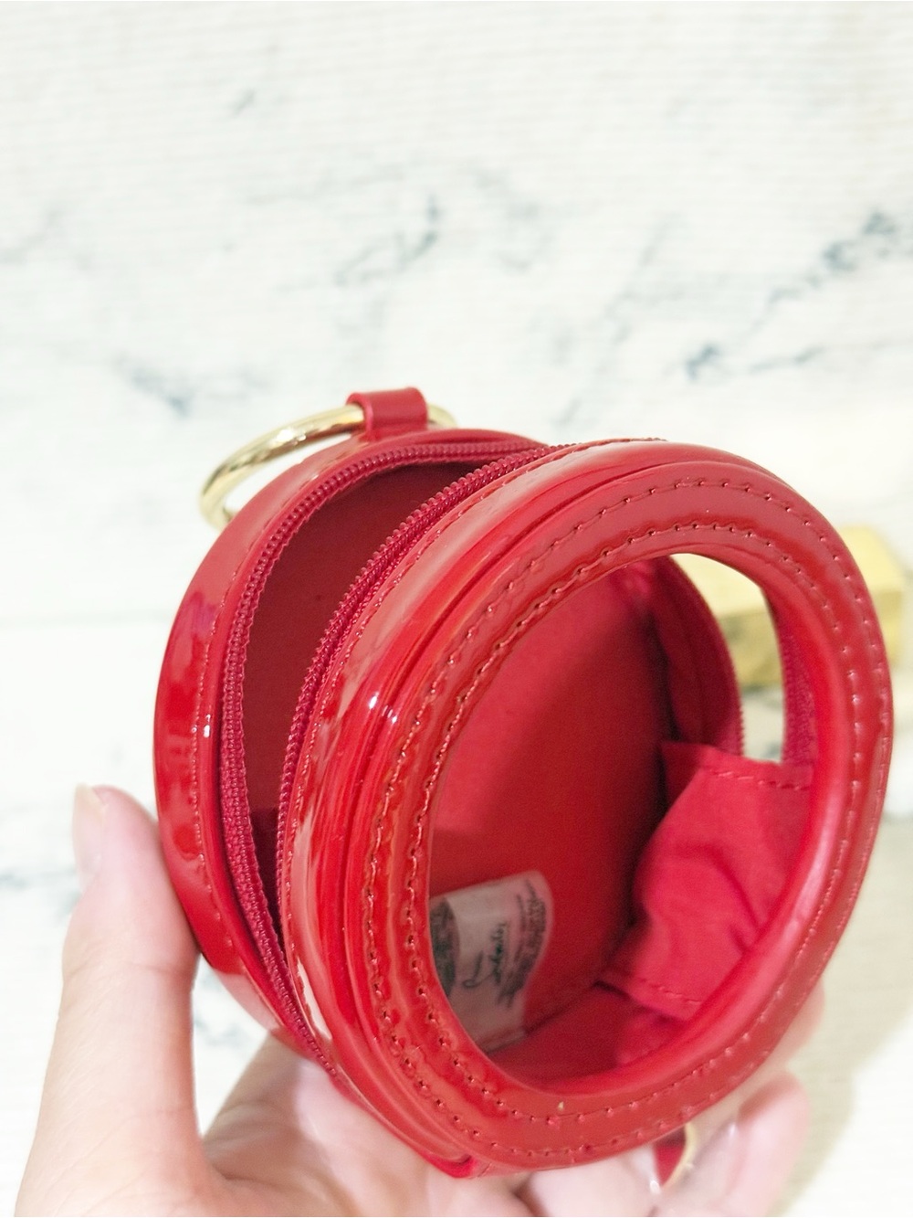Christian Louboutin Red Patent Round Keyring Charm - Picture 4 of 7